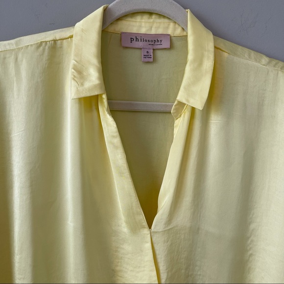 Philosophy Yellow V Neck 100% Polyester Blouse - Picture 3 of 15